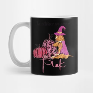 In October We Wear Pink, Dachshund Dog Pink Pumpkin Mug